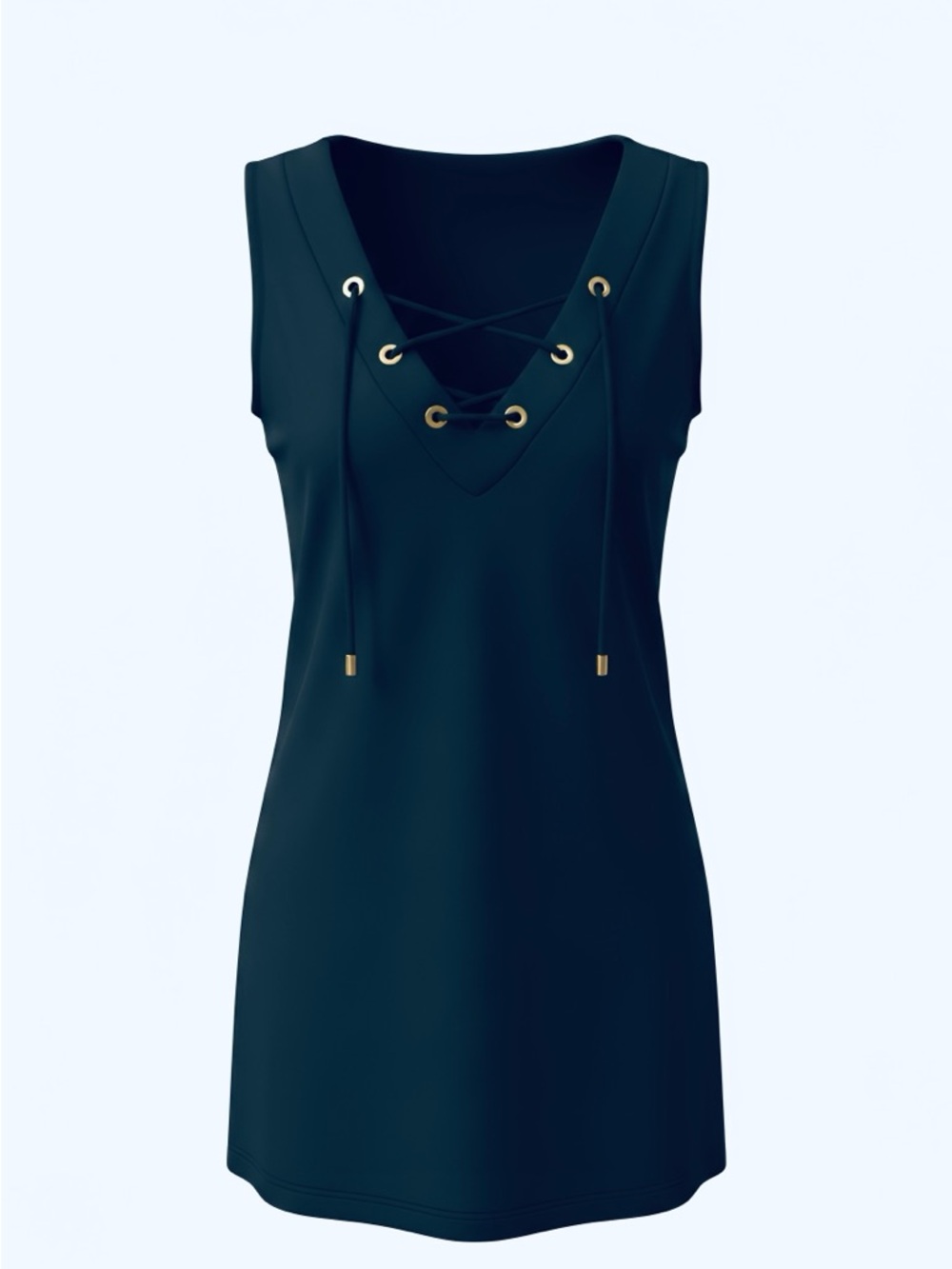 Philosophy Women’s Navy Lace-Up V-Neck Tunic in Black - Small, New (Never Worn)